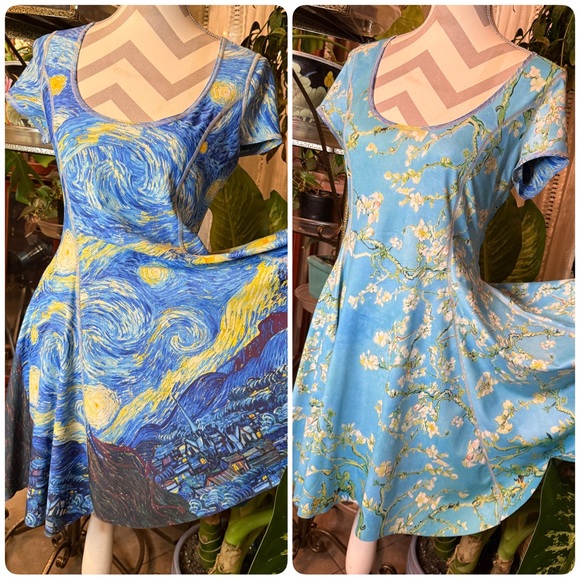 Blackmilk Dresses & Skirts - Blackmilk Van Gogh Starry Night vs. Almond Blossoms Inside-Out Dress